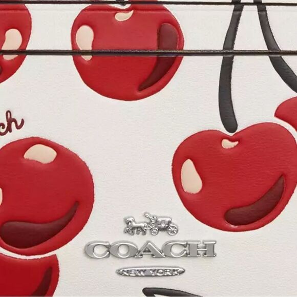 Coach Mini Skinny Id Case With Cherry Print Bag Wallet Purse - Picture 9 of 9